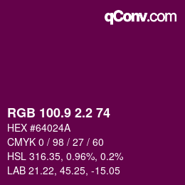 カラーコード: RGB 100.9 2.2 74 | qconv.com
