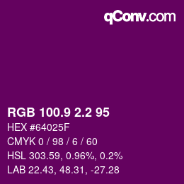 カラーコード: RGB 100.9 2.2 95 | qconv.com
