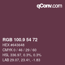 カラーコード: RGB 100.9 54 72 | qconv.com