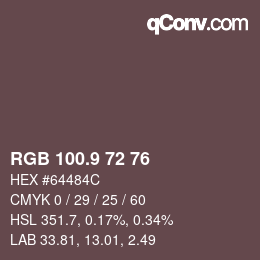 Color code: RGB 100.9 72 76 | qconv.com