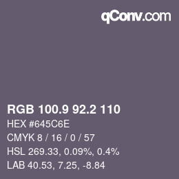 Color code: RGB 100.9 92.2 110 | qconv.com