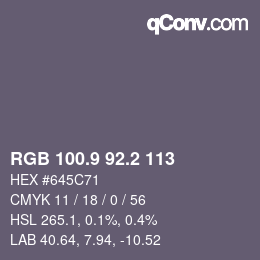 Color code: RGB 100.9 92.2 113 | qconv.com