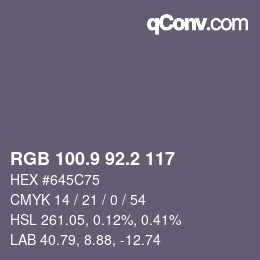 Color code: RGB 100.9 92.2 117 | qconv.com