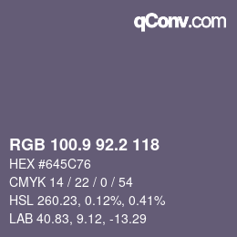 Color code: RGB 100.9 92.2 118 | qconv.com