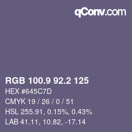 Color code: RGB 100.9 92.2 125 | qconv.com