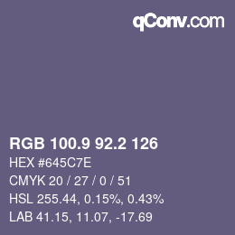 Color code: RGB 100.9 92.2 126 | qconv.com