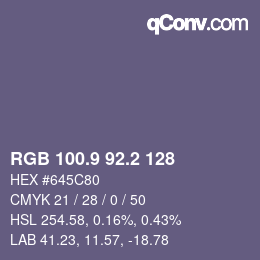 Color code: RGB 100.9 92.2 128 | qconv.com