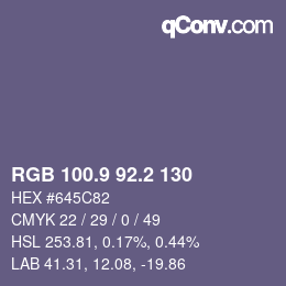 Color code: RGB 100.9 92.2 130 | qconv.com