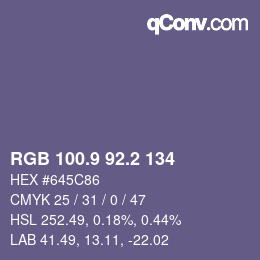Color code: RGB 100.9 92.2 134 | qconv.com