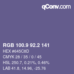 Color code: RGB 100.9 92.2 141 | qconv.com