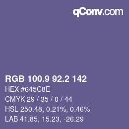 Color code: RGB 100.9 92.2 142 | qconv.com