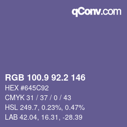 Color code: RGB 100.9 92.2 146 | qconv.com