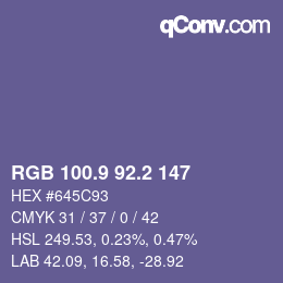 Color code: RGB 100.9 92.2 147 | qconv.com