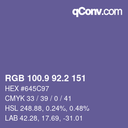 Color code: RGB 100.9 92.2 151 | qconv.com