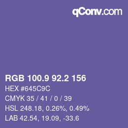 Color code: RGB 100.9 92.2 156 | qconv.com