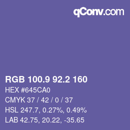 カラーコード: RGB 100.9 92.2 160 | qconv.com