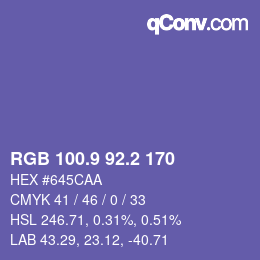 カラーコード: RGB 100.9 92.2 170 | qconv.com