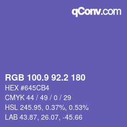 カラーコード: RGB 100.9 92.2 180 | qconv.com