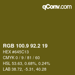 Color code: RGB 100.9 92.2 19 | qconv.com