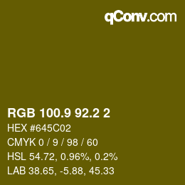カラーコード: RGB 100.9 92.2 2 | qconv.com