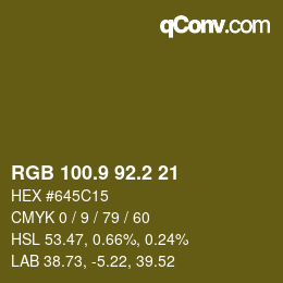Color code: RGB 100.9 92.2 21 | qconv.com