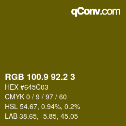 カラーコード: RGB 100.9 92.2 3 | qconv.com