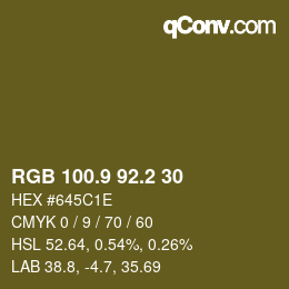 Color code: RGB 100.9 92.2 30 | qconv.com