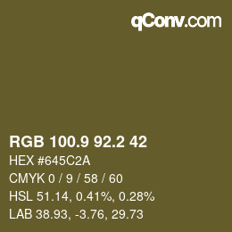 カラーコード: RGB 100.9 92.2 42 | qconv.com