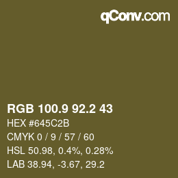 Color code: RGB 100.9 92.2 43 | qconv.com