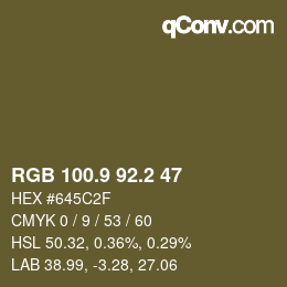 Color code: RGB 100.9 92.2 47 | qconv.com