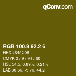 カラーコード: RGB 100.9 92.2 6 | qconv.com