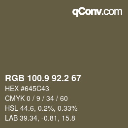 Color code: RGB 100.9 92.2 67 | qconv.com