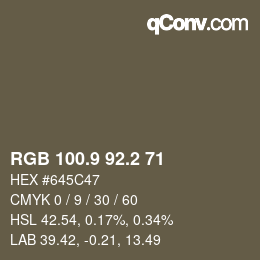 Color code: RGB 100.9 92.2 71 | qconv.com