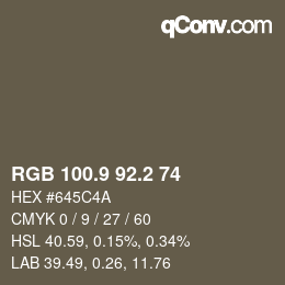 Color code: RGB 100.9 92.2 74 | qconv.com