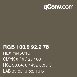 Color code: RGB 100.9 92.2 76 | qconv.com