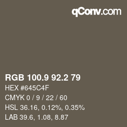 Color code: RGB 100.9 92.2 79 | qconv.com