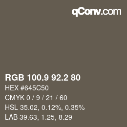 Color code: RGB 100.9 92.2 80 | qconv.com