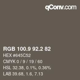 Color code: RGB 100.9 92.2 82 | qconv.com