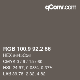 Color code: RGB 100.9 92.2 86 | qconv.com