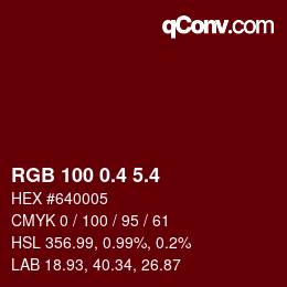 カラーコード: RGB 100 0.4 5.4 | qconv.com