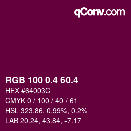 カラーコード: RGB 100 0.4 60.4 | qconv.com