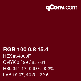 カラーコード: RGB 100 0.8 15.4 | qconv.com
