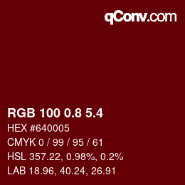 カラーコード: RGB 100 0.8 5.4 | qconv.com