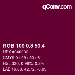カラーコード: RGB 100 0.8 50.4 | qconv.com