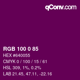 カラーコード: RGB 100 0 85 | qconv.com