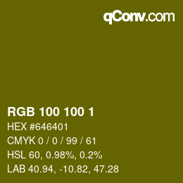 Color code: RGB 100 100 1 | qconv.com