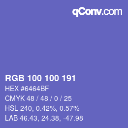 Farbcode: RGB 100 100 191 | qconv.com