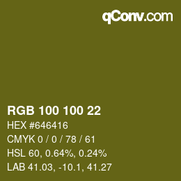 Farbcode: RGB 100 100 22 | qconv.com
