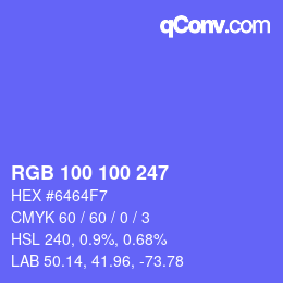 カラーコード: RGB 100 100 247 | qconv.com