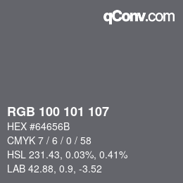 カラーコード: RGB 100 101 107 | qconv.com
